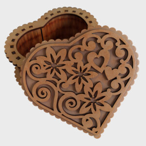Caja corazón mediana con grabado floral (personalizable)